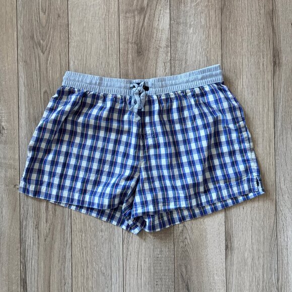 Gap Blue Plaid 100% Cotton Sleep Shorts Womens Small Pajamas Sleepwear - Picture 1 of 8